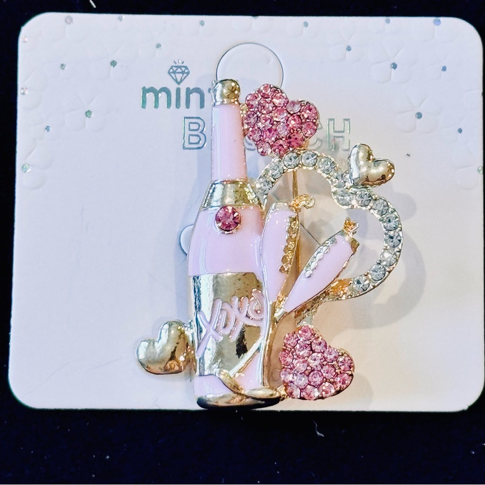 🥂 XOXO Champagne Celebration Brooches 🥂Pink NWT